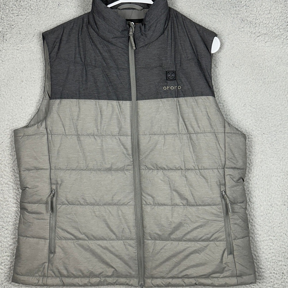 Ororo Heated Vest Men Large Grey Battery Included Puffer Full Zip Hiking Outdoor